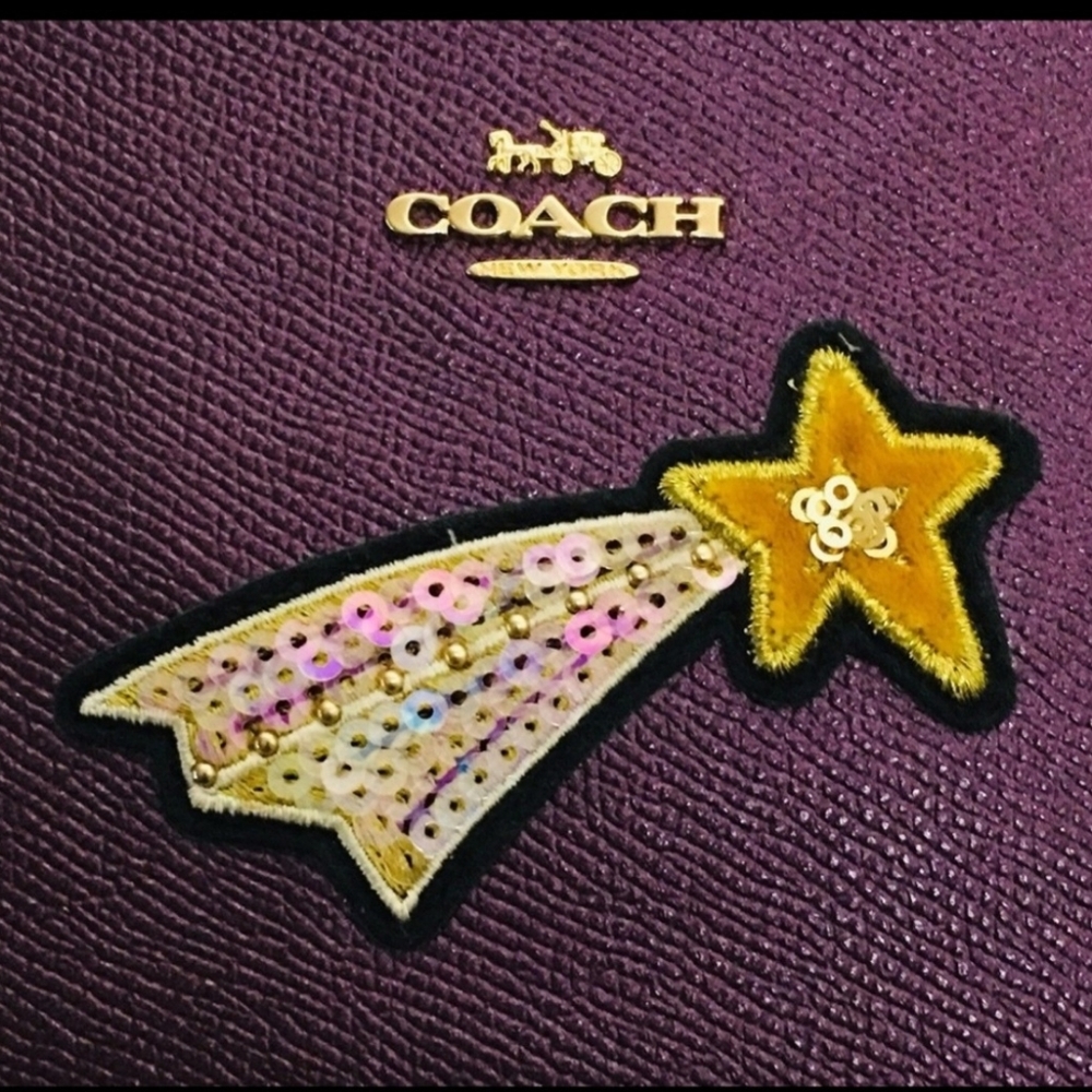 Coach Purple Wristlet Clutch with Shooting Star Patch - Picture 2 of 3